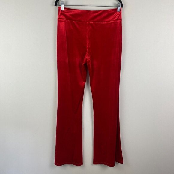 ModCloth Velvet Pull On Flare Leg Pants Size Large Red High Rise - Picture 4 of 9